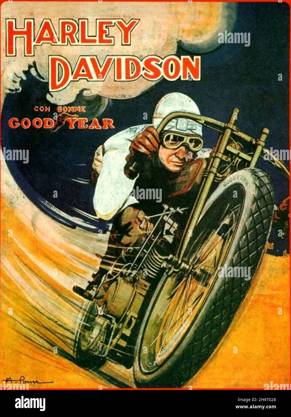 HARLEY-DAVIDSON constructeur américain de moto.affiche à propos de 1927 Banque D'Images