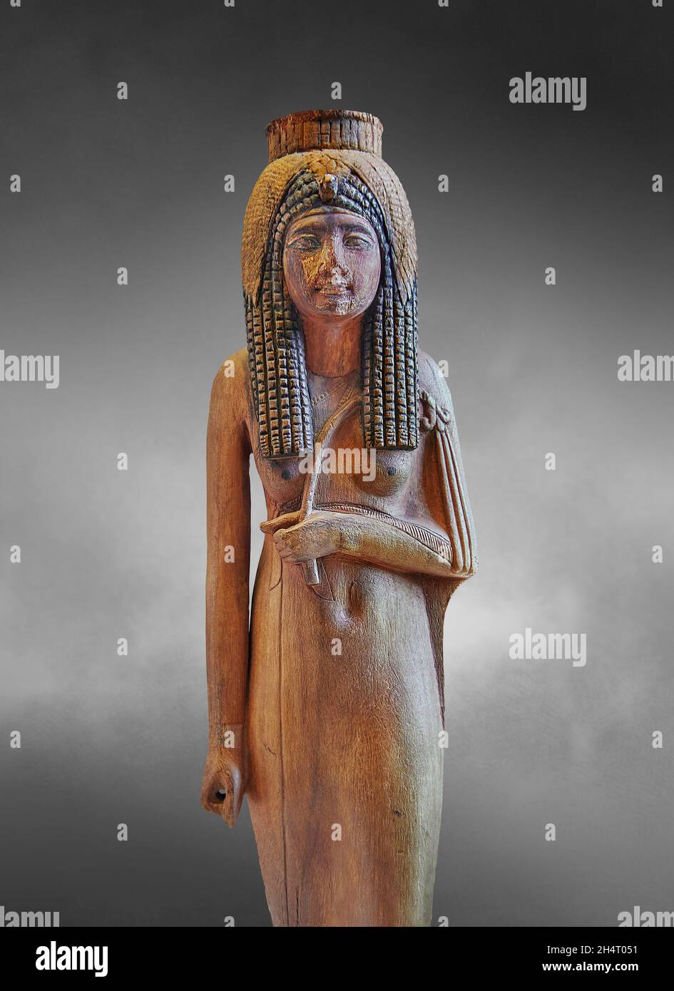 Bois égyptien la sculpture de la reine déifiée Ahmes Nefertari, 1279-1213 avant J.-C. 19e dynastie, a trouvé Deir el Medina, acacia.Musée du Louvre inv N 470.TH Banque D'Images