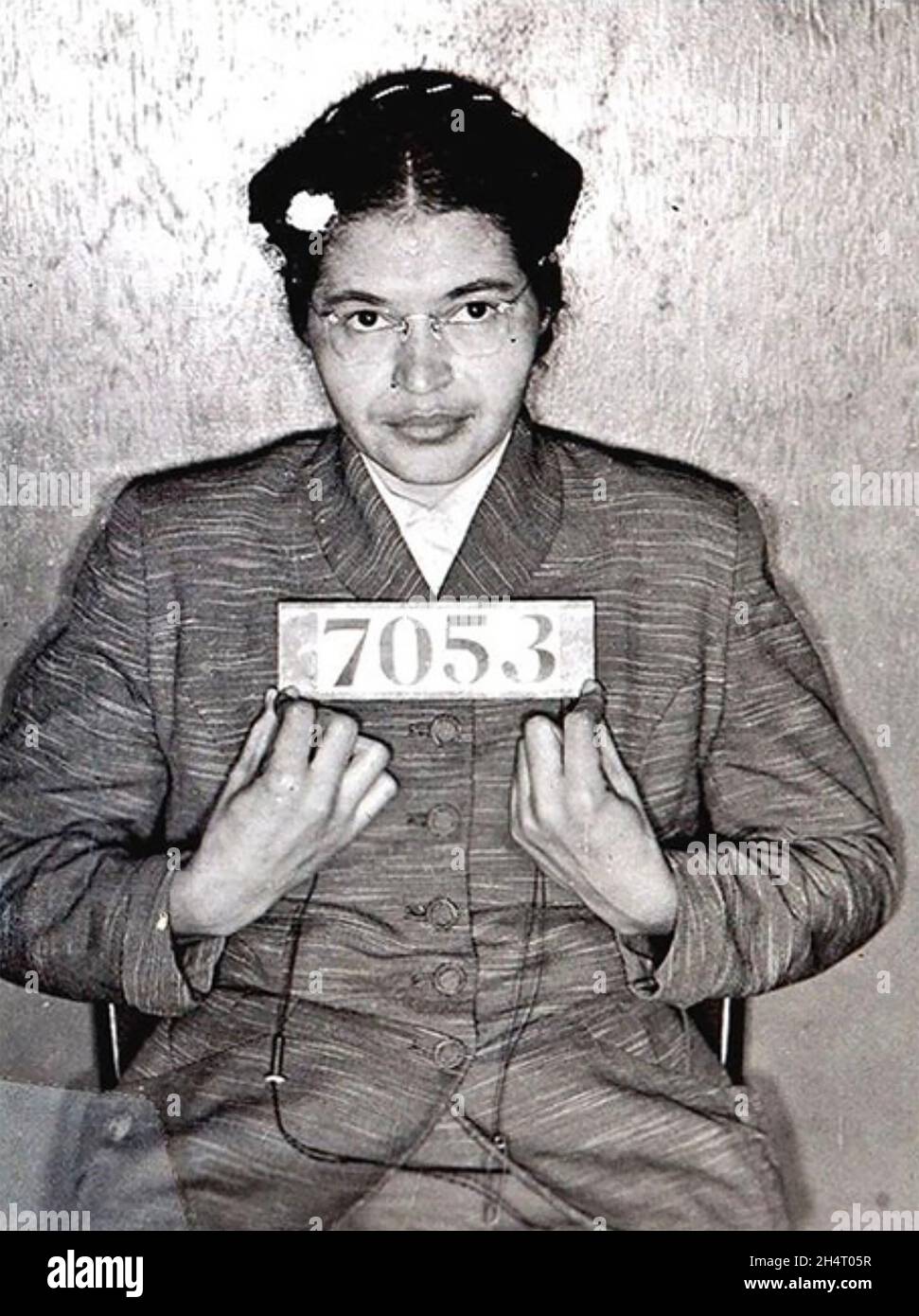 ROSA PARKS (1913-2005) militante afro-américaine des droits civils dans un coup de feu de police de février 1956 suite à son arrestation lors du boycott de Montgomery Banque D'Images