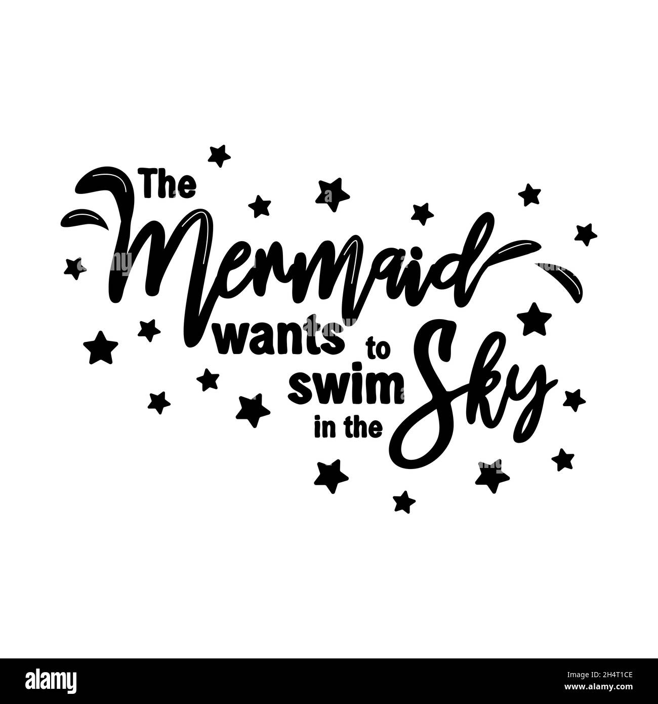 La Sirene Reve De Nager Dans Le Ciel Parmi Les Etoiles Carte De Queue Mermaid Avec Eclaboussures D Eau Etoiles Citation Inspirante Sur L Ete L Amour Et Le Se Image Vectorielle Stock Alamy