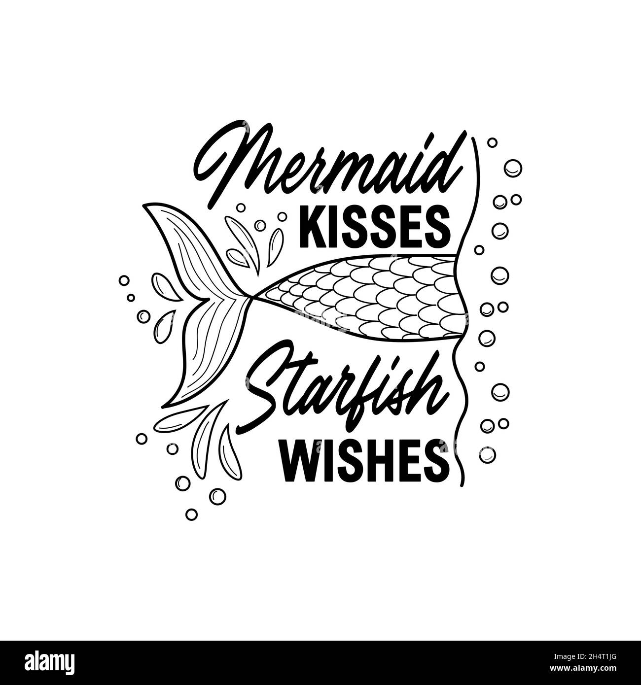 Sirene Baiser Desir D Etoiles De Mer Carte De Queue Mermaid Avec Eclaboussures D Eau Etoiles Citation Inspirante Sur L Ete L Amour Et La Mer Image Vectorielle Stock Alamy