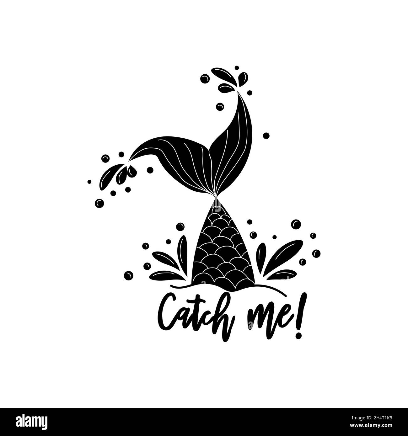 Catch Moi Carte De Queue Mermaid Avec Eclaboussures D Eau Etoiles Citation Inspirante Sur L Ete L Amour Et La Mer Image Vectorielle Stock Alamy