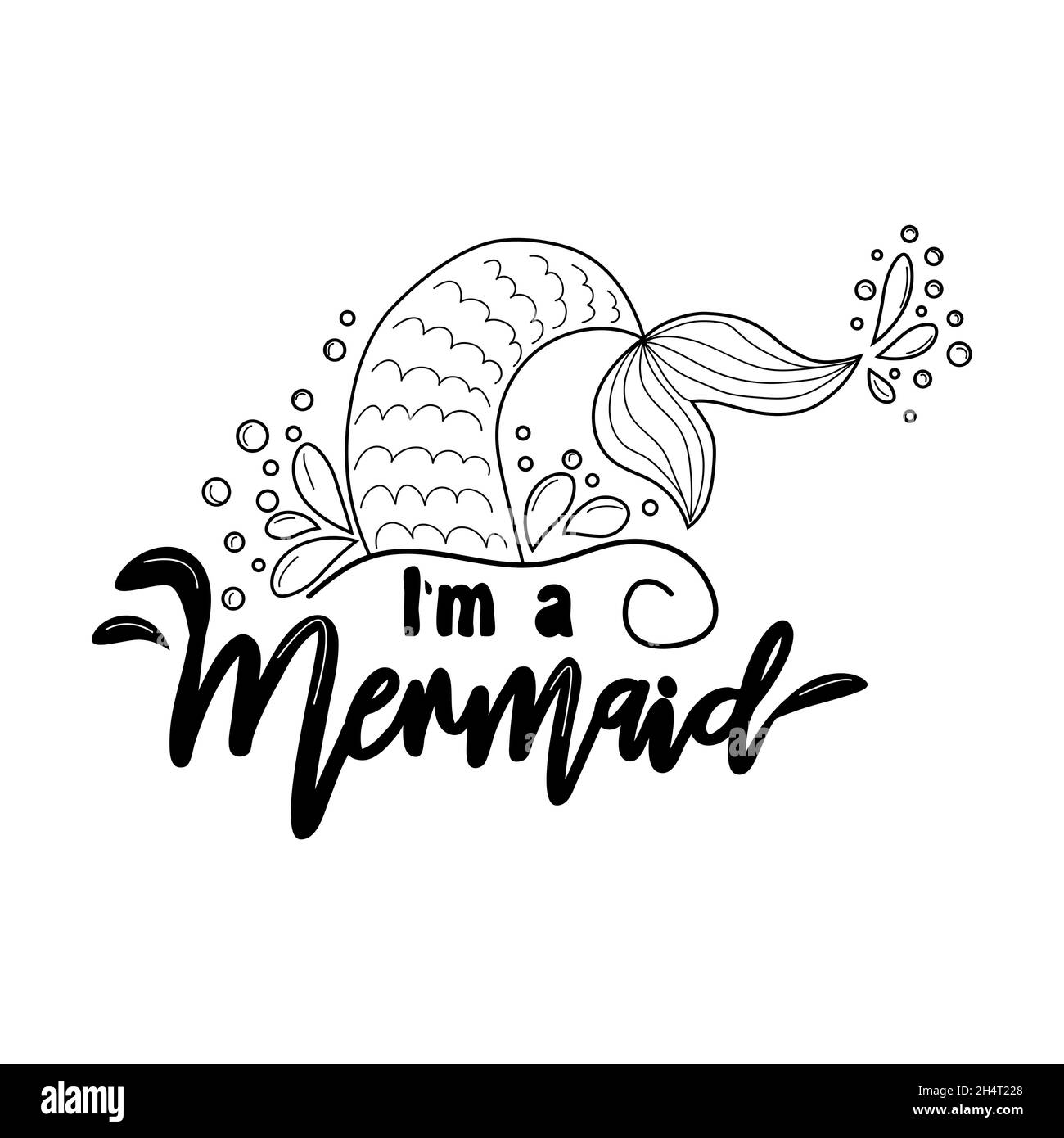 Je Suis Une Sirene Carte De Queue Mermaid Avec Eclaboussures D Eau Etoiles Citation Inspirante Sur L Ete L Amour Et La Mer Image Vectorielle Stock Alamy
