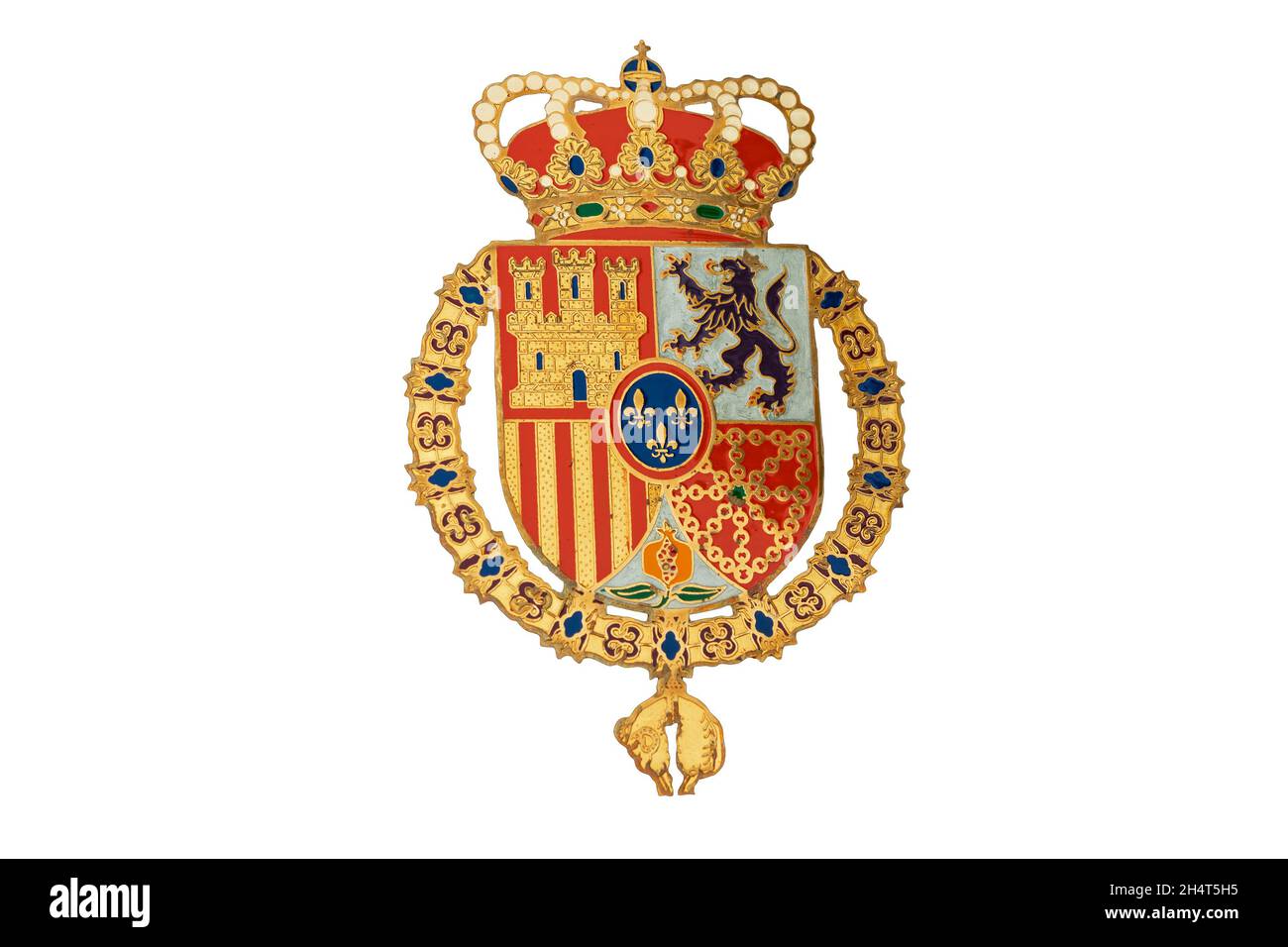 Bouclier de drapeau espagnol isolé sur fond blanc Banque D'Images