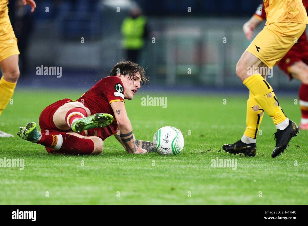 Nicolo' Zaniolo de Roma lors de la Ligue de la Conférence de l'UEFA, Groupe C match de football entre AS Roma et FK Bodo Glimt le 4 novembre 2021 au Stadio Olimpico à Rome, Italie - photo Federico Proietti / DPPI Banque D'Images