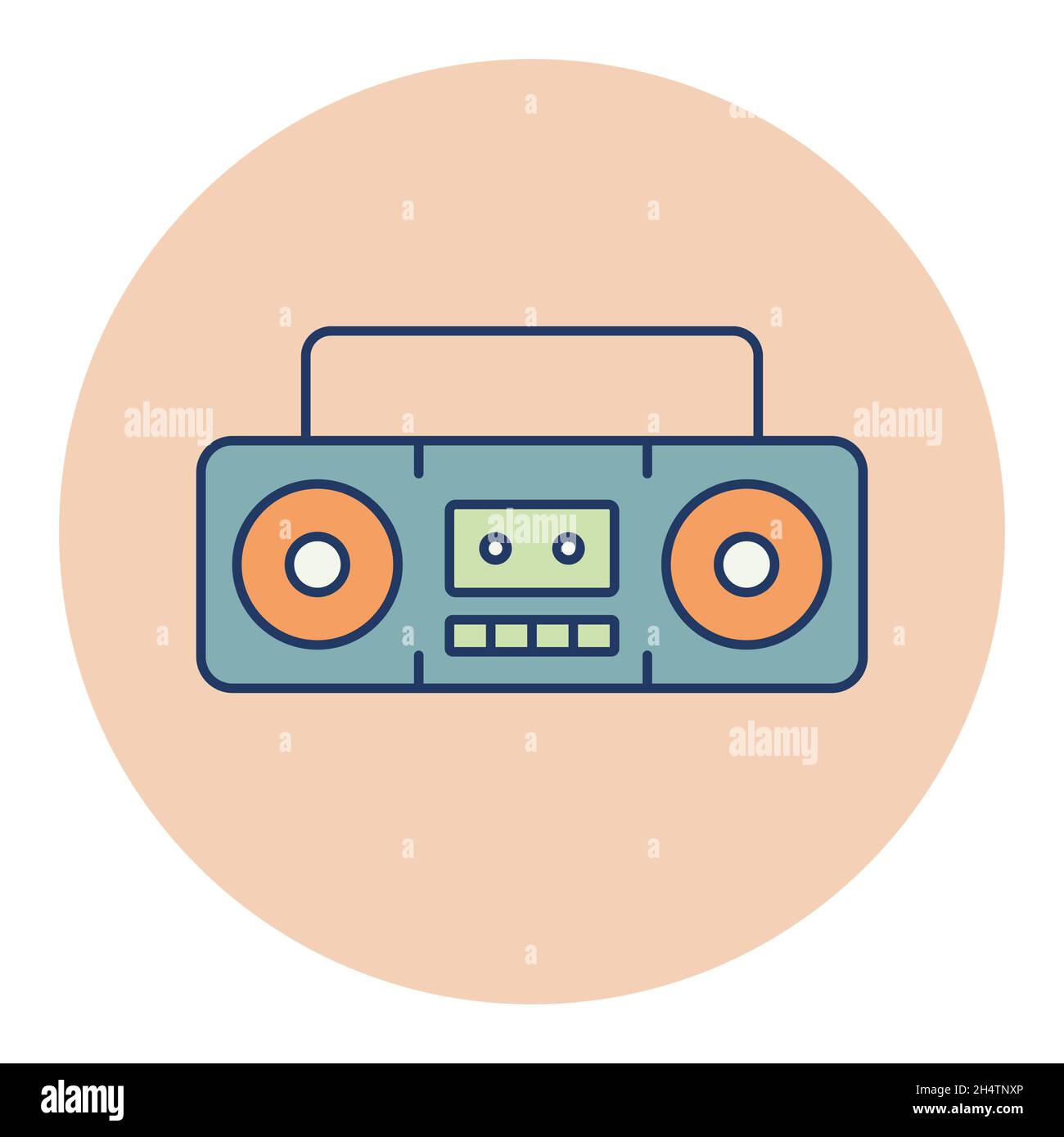 Enregistreur stéréo à cassette Boombox de conception rétro de l'icône de  vecteur de couleur des années 80.Symbole graphique pour la conception de  sites Web et d'applications audio et musicaux, logo, point d'accès