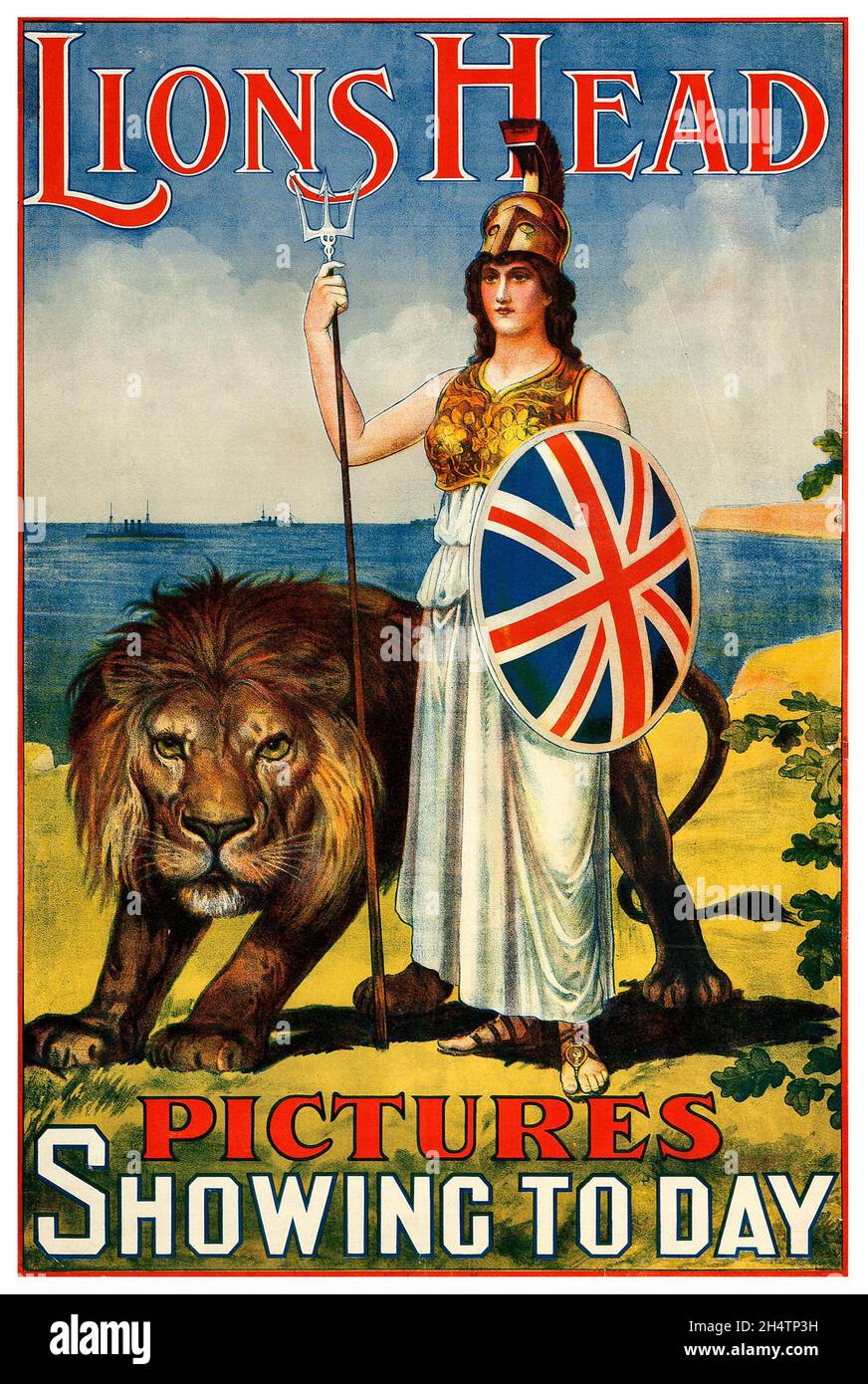 Affiche de l'ancien film – photos de la tête des Lions montrant le jour - 1911 Banque D'Images