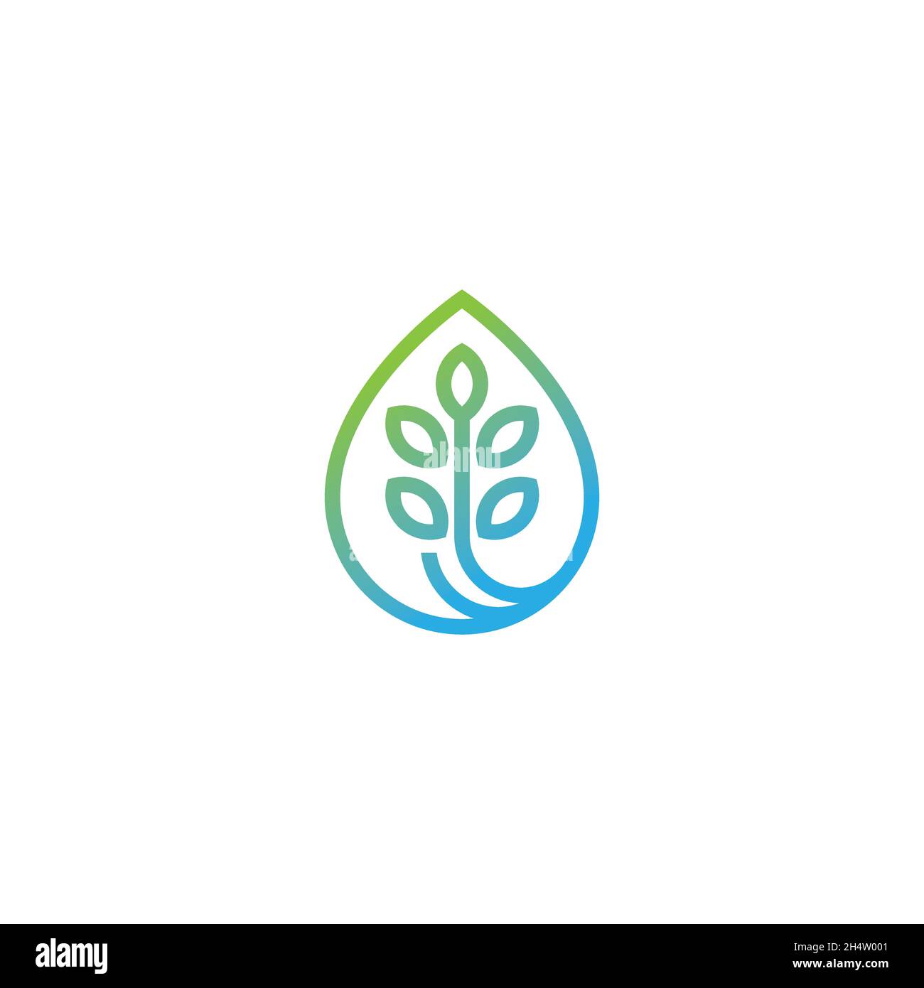 dessin vectoriel. logo illustration forme comme une combinaison de plantes dans l'eau goutte à goutte. Illustration de Vecteur