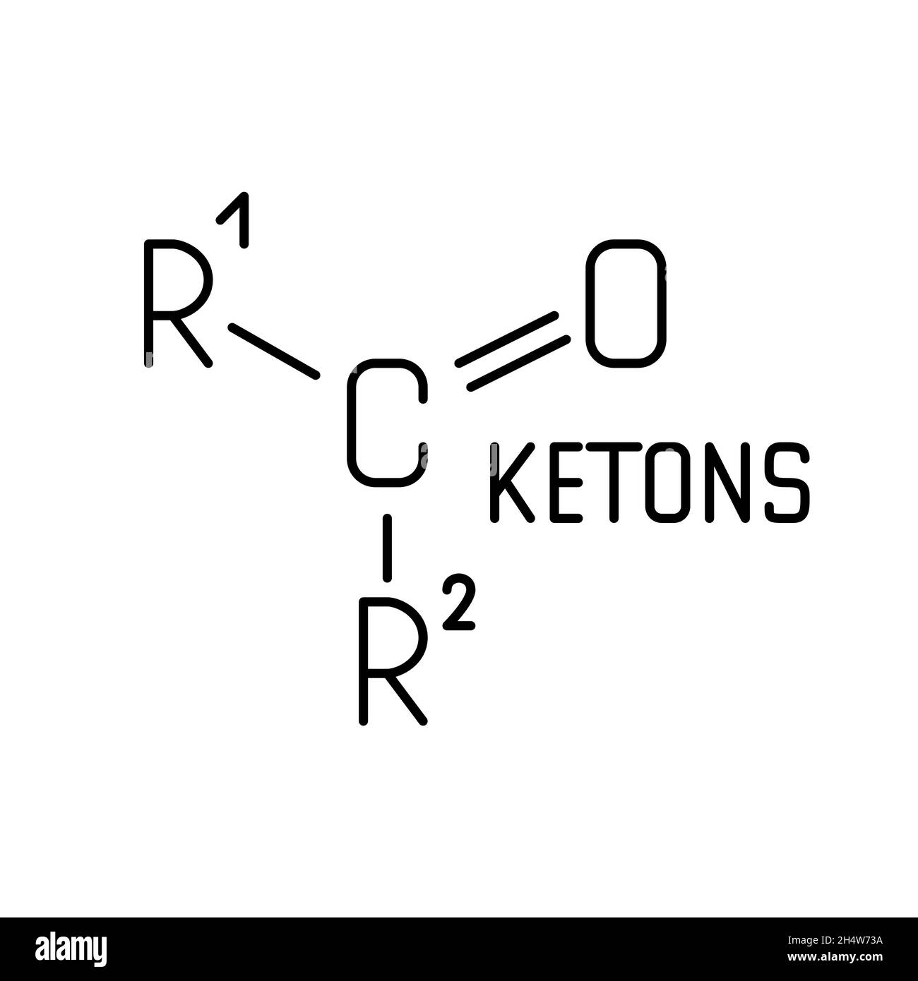 Formule de la molécule de Keton.Pixel Perfect, icône de contour modifiable Illustration de Vecteur