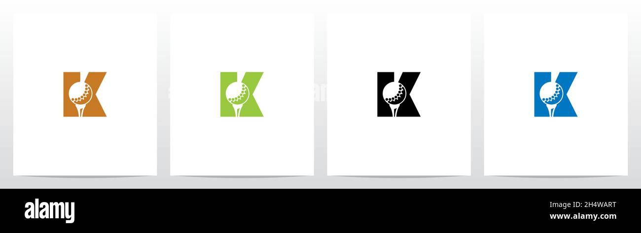 Balle de golf sur lettre logo Design K Illustration de Vecteur