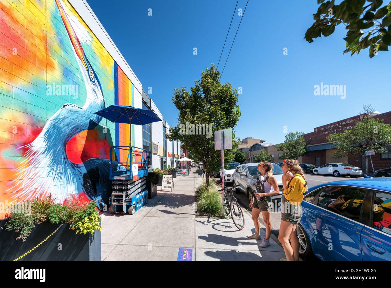 Œuvres d'art murales dans le quartier d'art de Rino à Denver, Colorado, États-Unis Banque D'Images