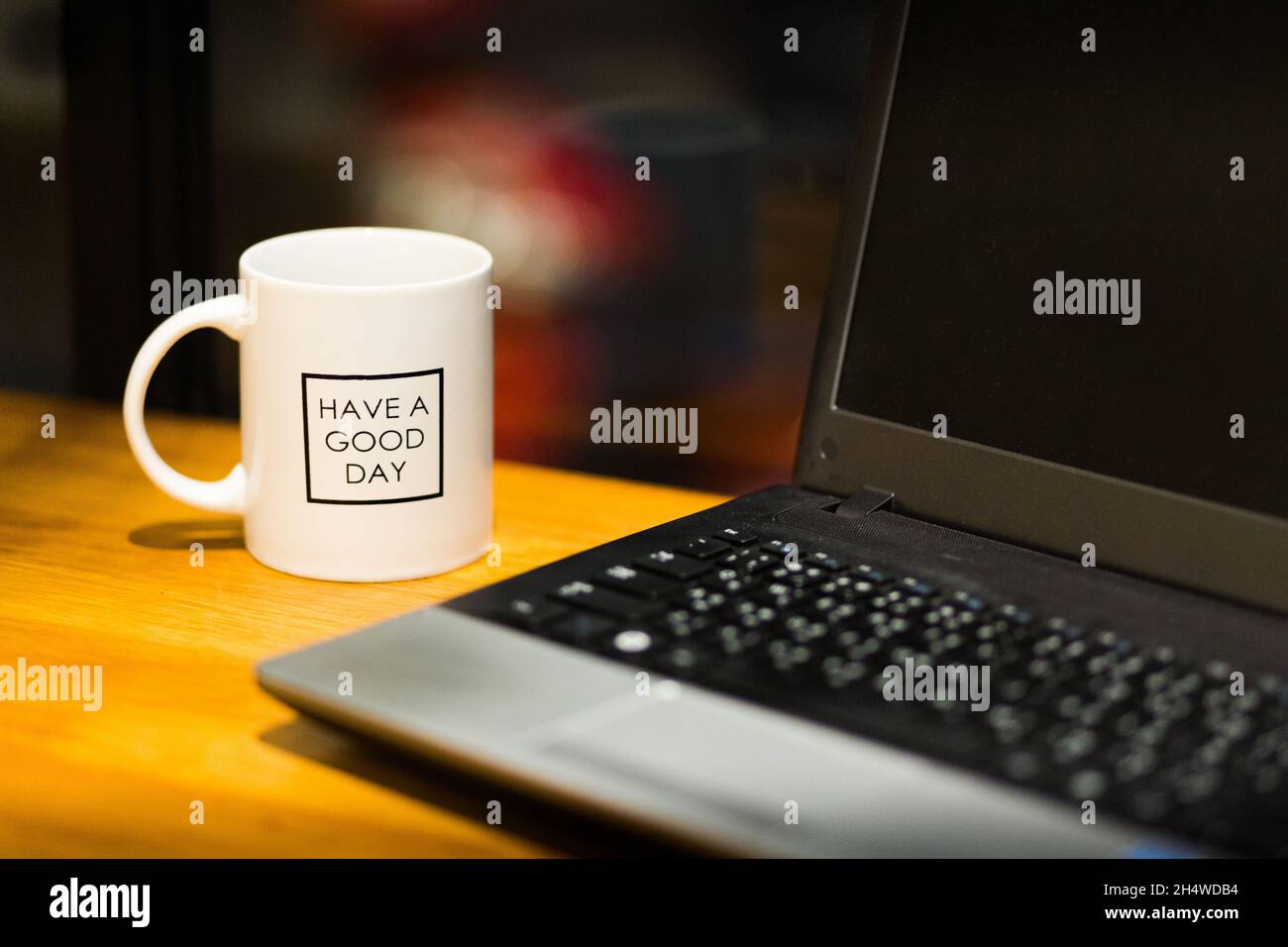 bureau. tasse de café et ordinateur portable Banque D'Images