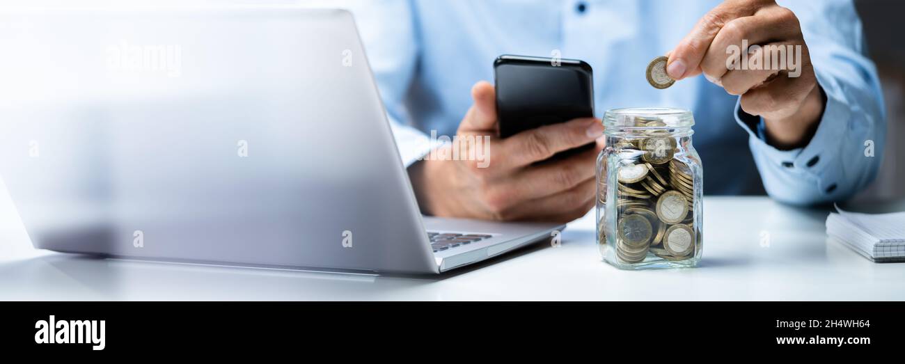 Financement d'entreprise en ligne et technologie bancaire mobile Banque D'Images