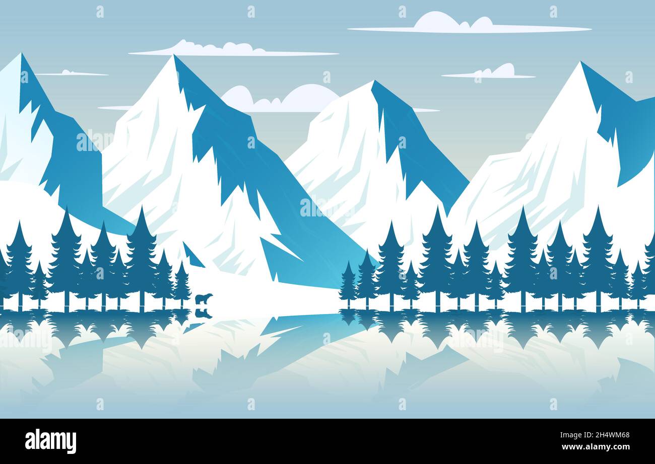 Lac Snow Mountain Ice nature nature nature nature aventure Illustration Illustration de Vecteur