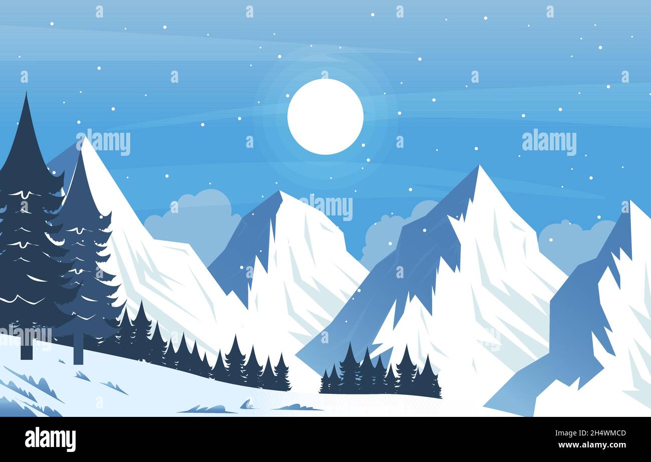 Snow Pine Peak Mountain Ice nature nature nature Adventure Illustration Illustration de Vecteur