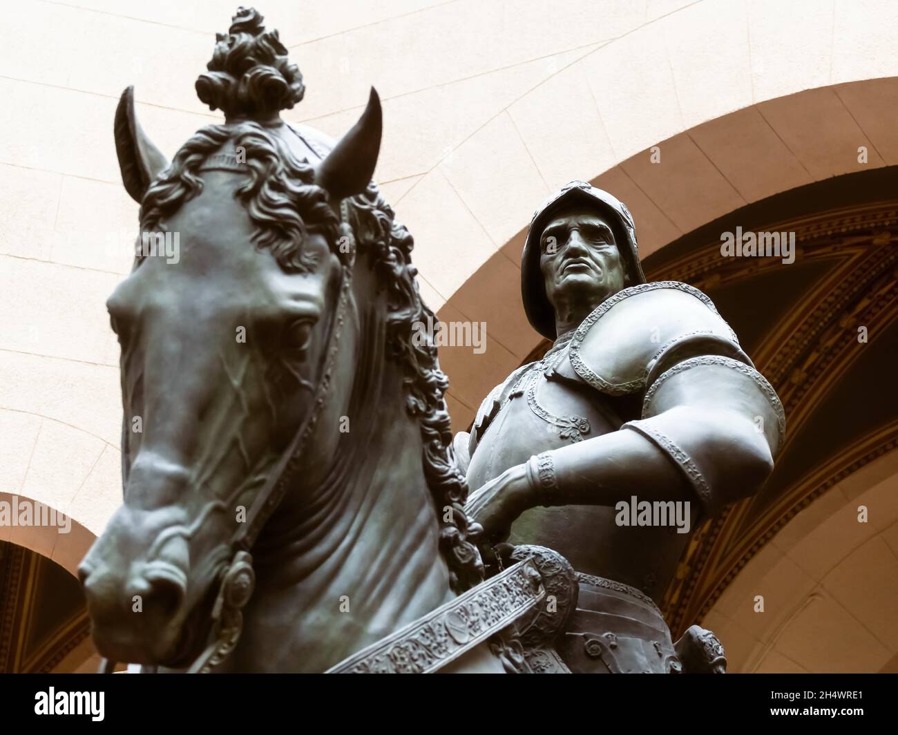 Moscou, Russie.2 mars 2019.Le monument équestre du commandant en chef des troupes de la République vénitienne, Bartolomeo Colleoni exposé au Musée des beaux-arts de Pouchkine (Credit image: © Mihail Siergiejewicz/SOPA Images via ZUMA Press Wire) Banque D'Images