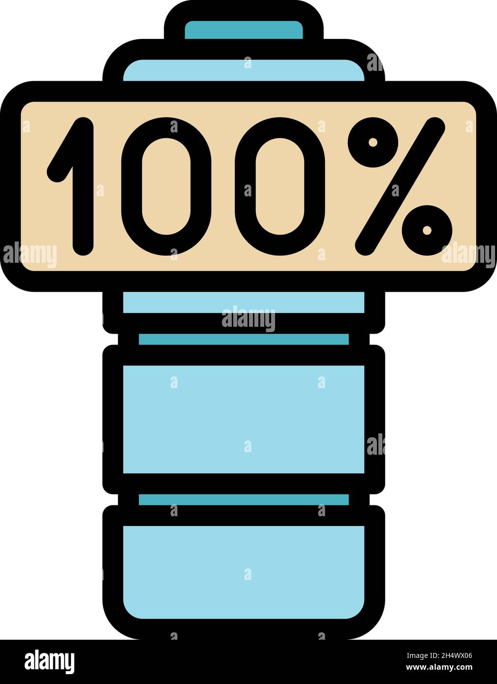 Icône de batterie pleine à 100 %.Contour pleine 100 pour cent de la batterie  vecteur icône couleur isolé à plat Image Vectorielle Stock - Alamy