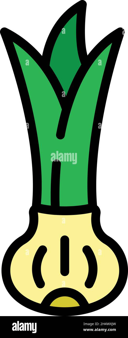 Icône Asia Chives.Contour asie ciboulette vecteur icône couleur plat isolé Illustration de Vecteur