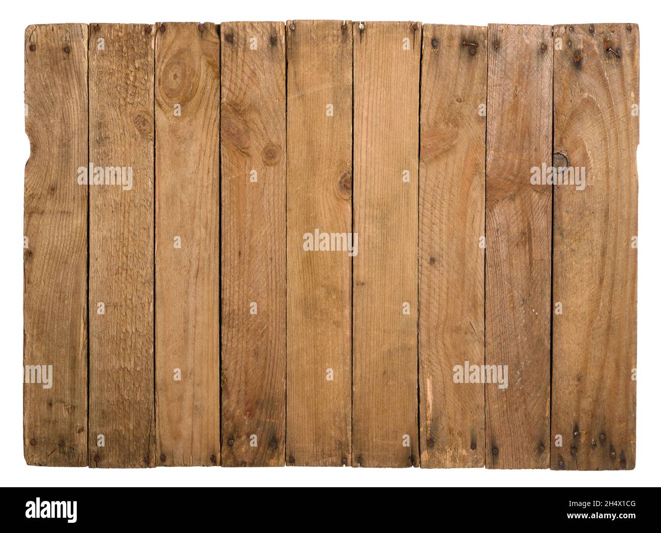 Arrière-plan en bois fait de vieux planches, isolé sur blanc. Banque D'Images