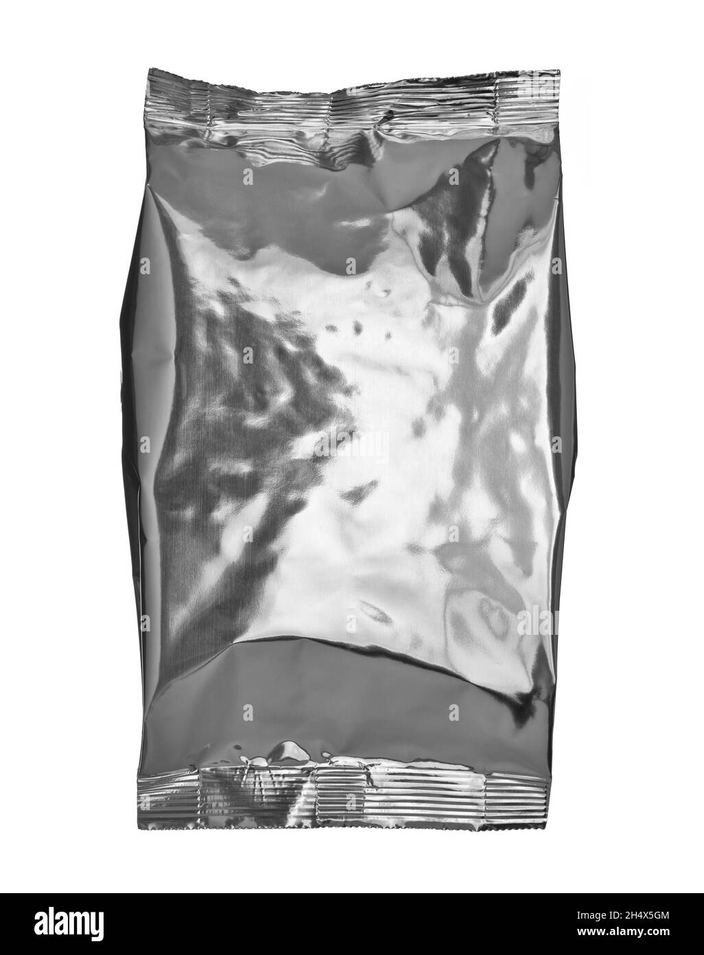 arrière-plan de la boîte du gabarit alimentaire de l'emballage du sac en aluminium blanc argenté Banque D'Images