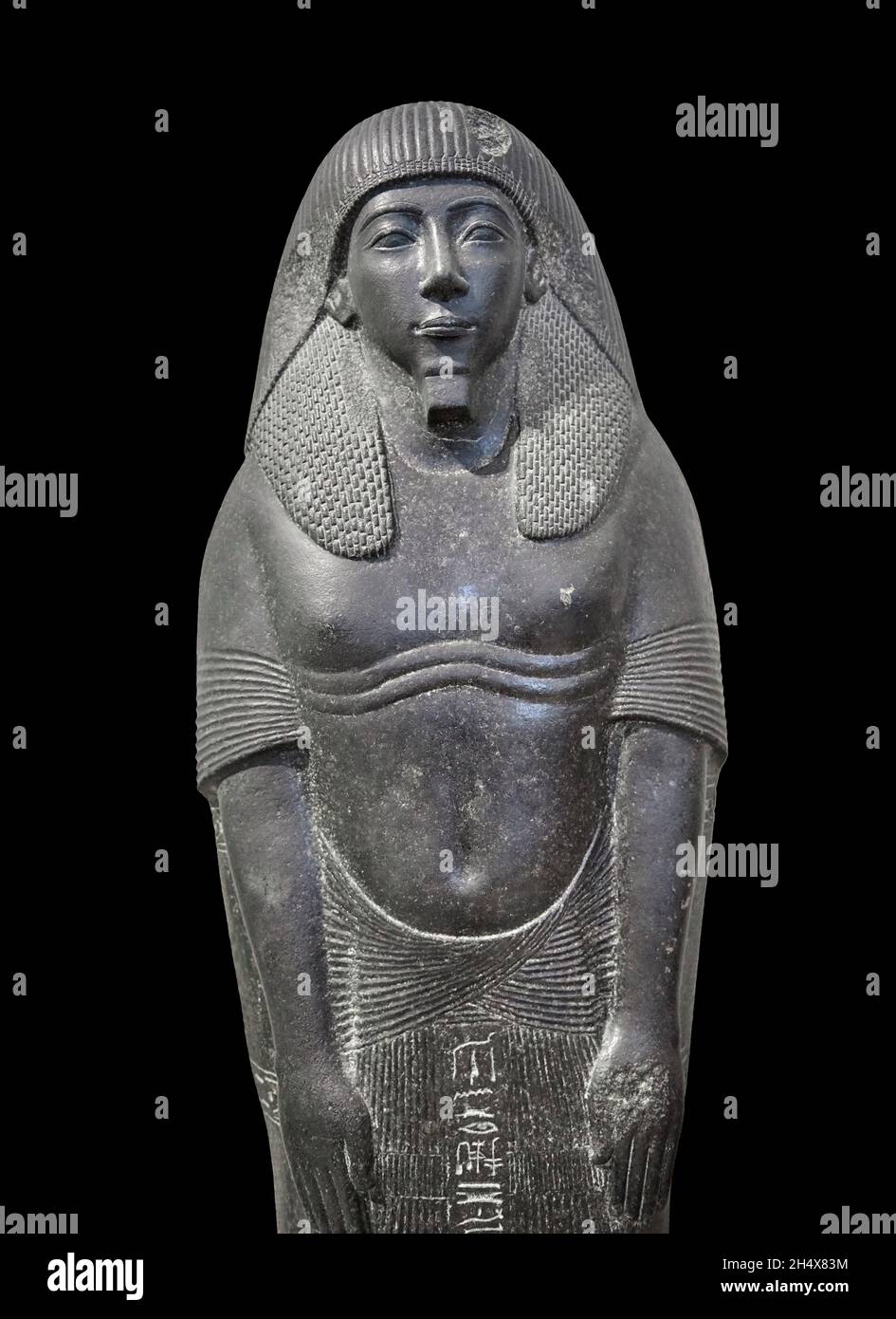 Sarcoage égyptien antique d'Iniouia attendant cercueil de Memphis, 1336-1295 av. J.-C., 18e dynastie, nécropole de Saqqara, diorite,Musée du Louvre inv D2 ou N Banque D'Images
