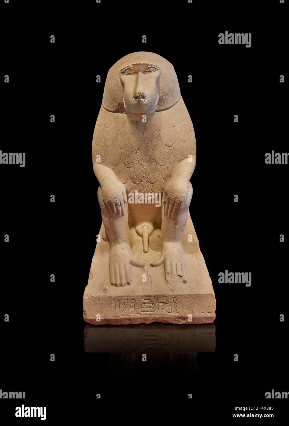 Statue égyptienne statue de sculpture statue d'un babouin, Musée du Louvre inv A126.L'inscription lit - le roi de la haute et basse Égypte, snefrou aime Hapy, g Banque D'Images