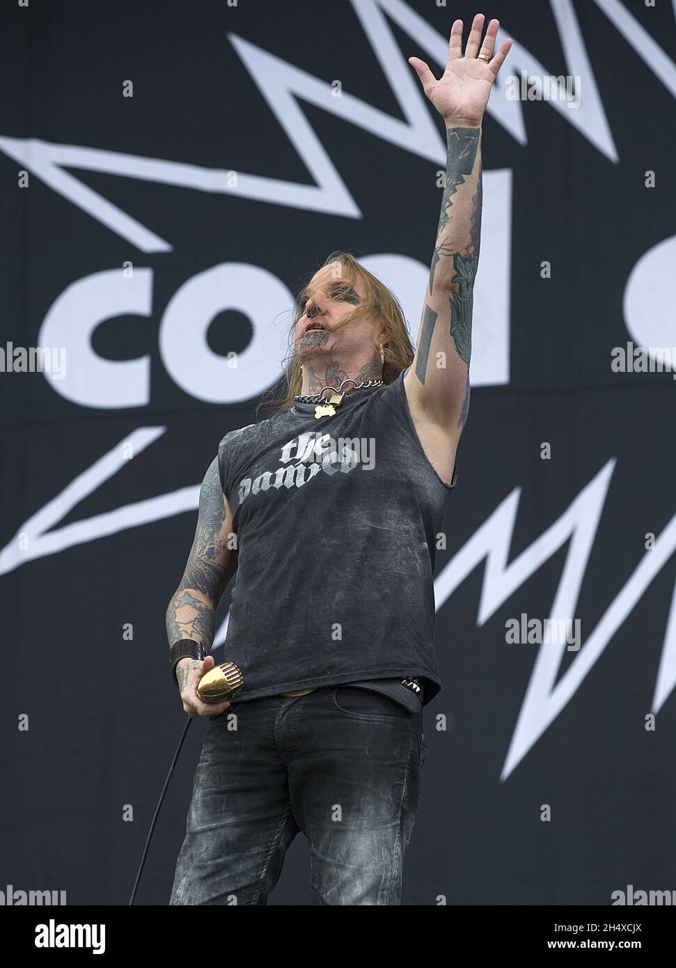 Bradley James 'dee' Fafara de Coal Chamber se produit en direct au Download Festival à Donnington Park, Leicestershire. Banque D'Images