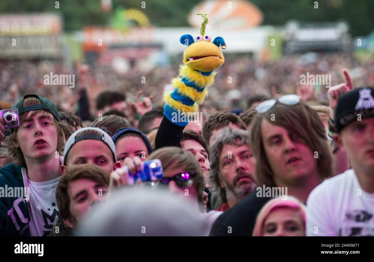 Festival Goers le deuxième jour au Download Festival le 14 juin 2014 - Donington Park Banque D'Images