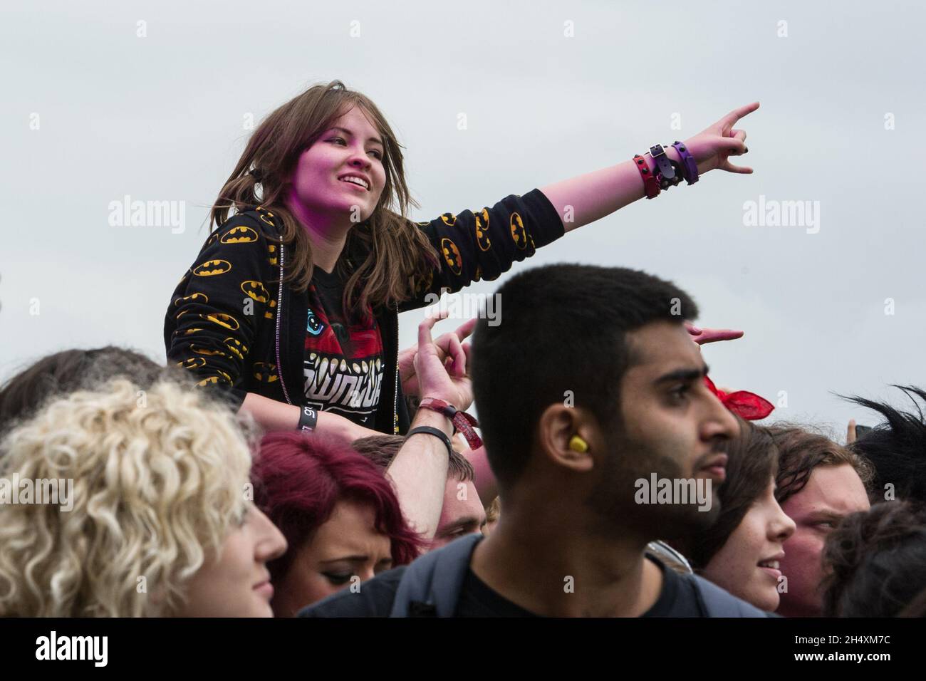 Festival Goers le deuxième jour au Download Festival le 14 juin 2014 - Donington Park Banque D'Images