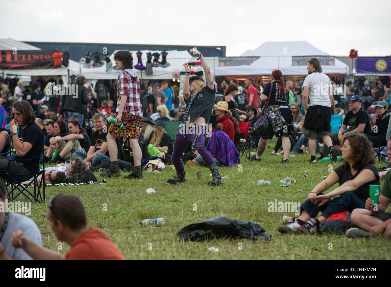 Festival Goers le deuxième jour au Download Festival le 14 juin 2014 - Donington Park Banque D'Images