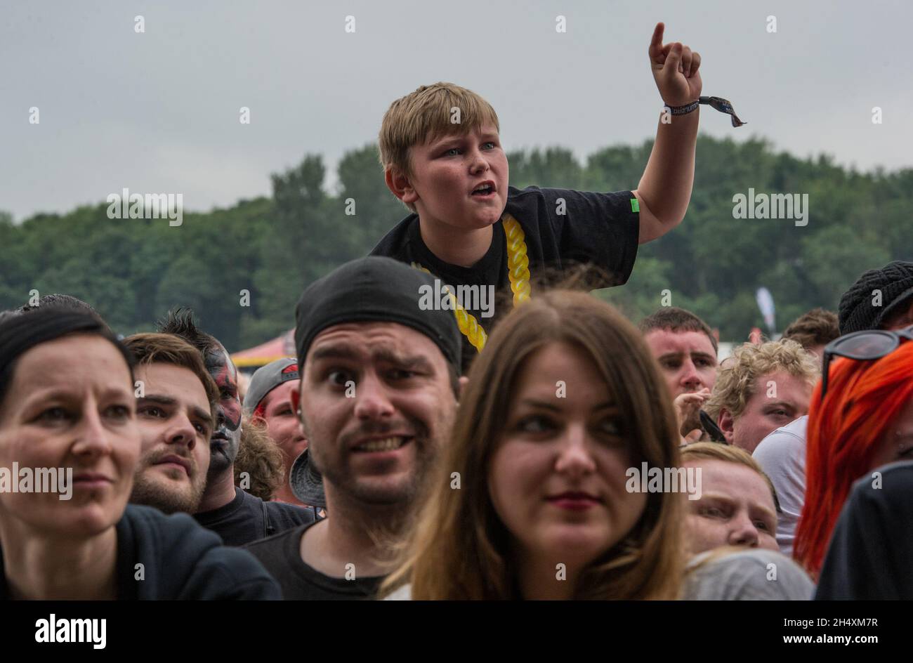 Festival Goers le deuxième jour au Download Festival le 14 juin 2014 - Donington Park Banque D'Images