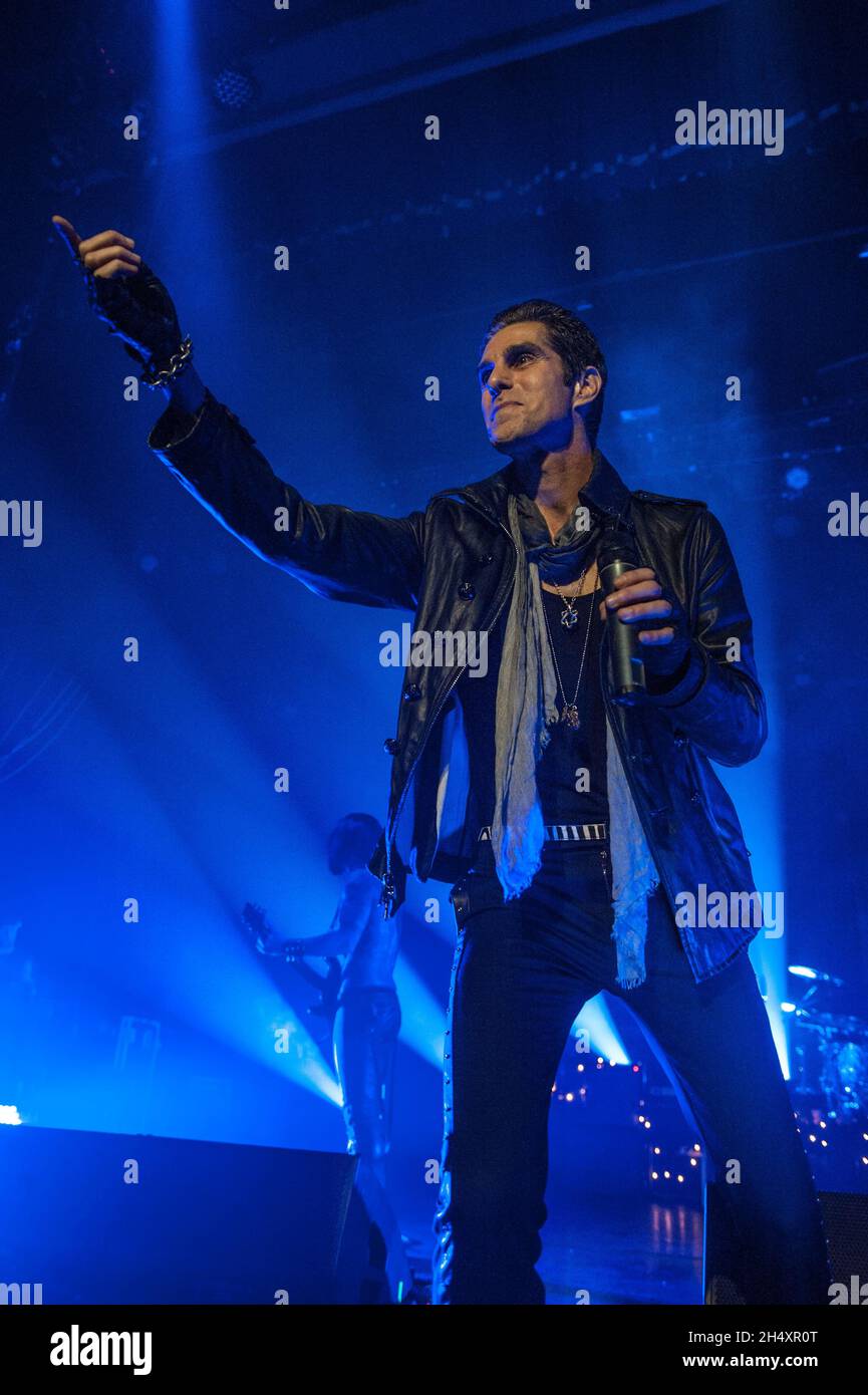 Perry Farrell, de Jane's addiction, vit sur scène le 21 août 2014 à Manchester Apollo, Manchester Banque D'Images