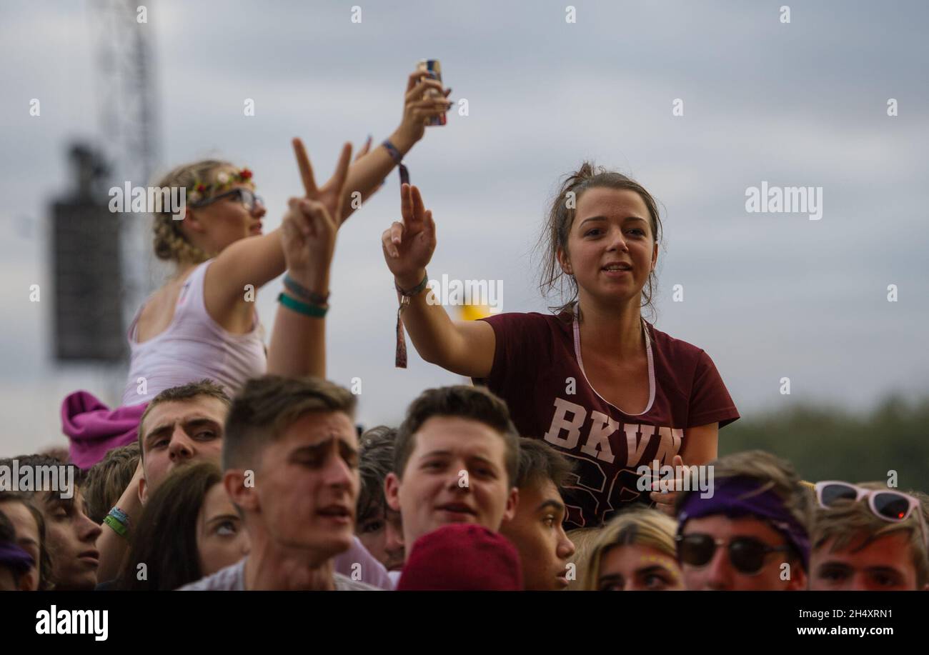 Festival Goers le jour 3 du Leeds Festival le 24 août 2014 à Bramham Park, Leeds Banque D'Images