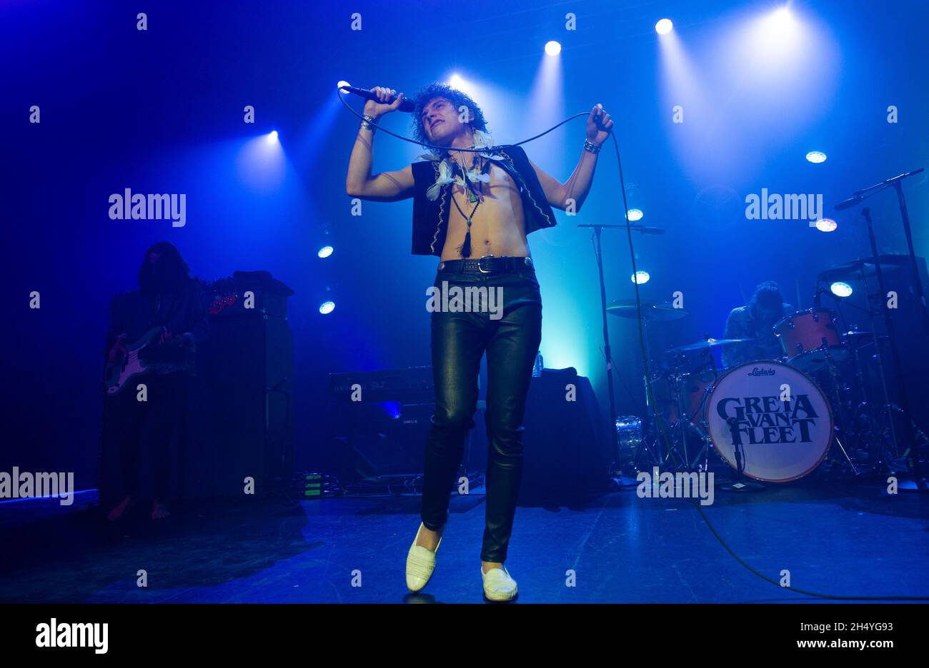 Josh Kiszka, Jake Kiszka, Sam Kiszka et Danny Wagner de Greta Van Fleet se sont performances le 14 novembre 2018 à l'O2 Academy de Birmingham, en Angleterre.Date de la photo: Mercredi 14 novembre, 2018.Crédit photo : Katja Ogrin/ EMPICS Entertainment. Banque D'Images