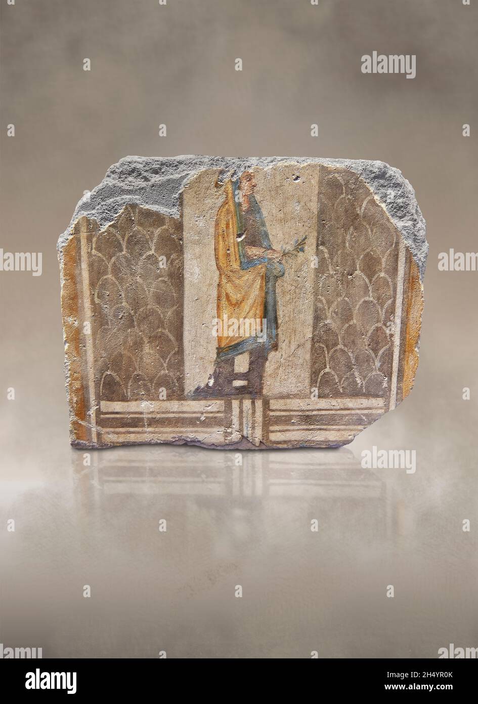 Fresque murale murale murale de la tombe égyptienne de Ptolomaic, 200-100 av. J.-C., Alexandrie, Musée du Louvre MDN 2287 Banque D'Images