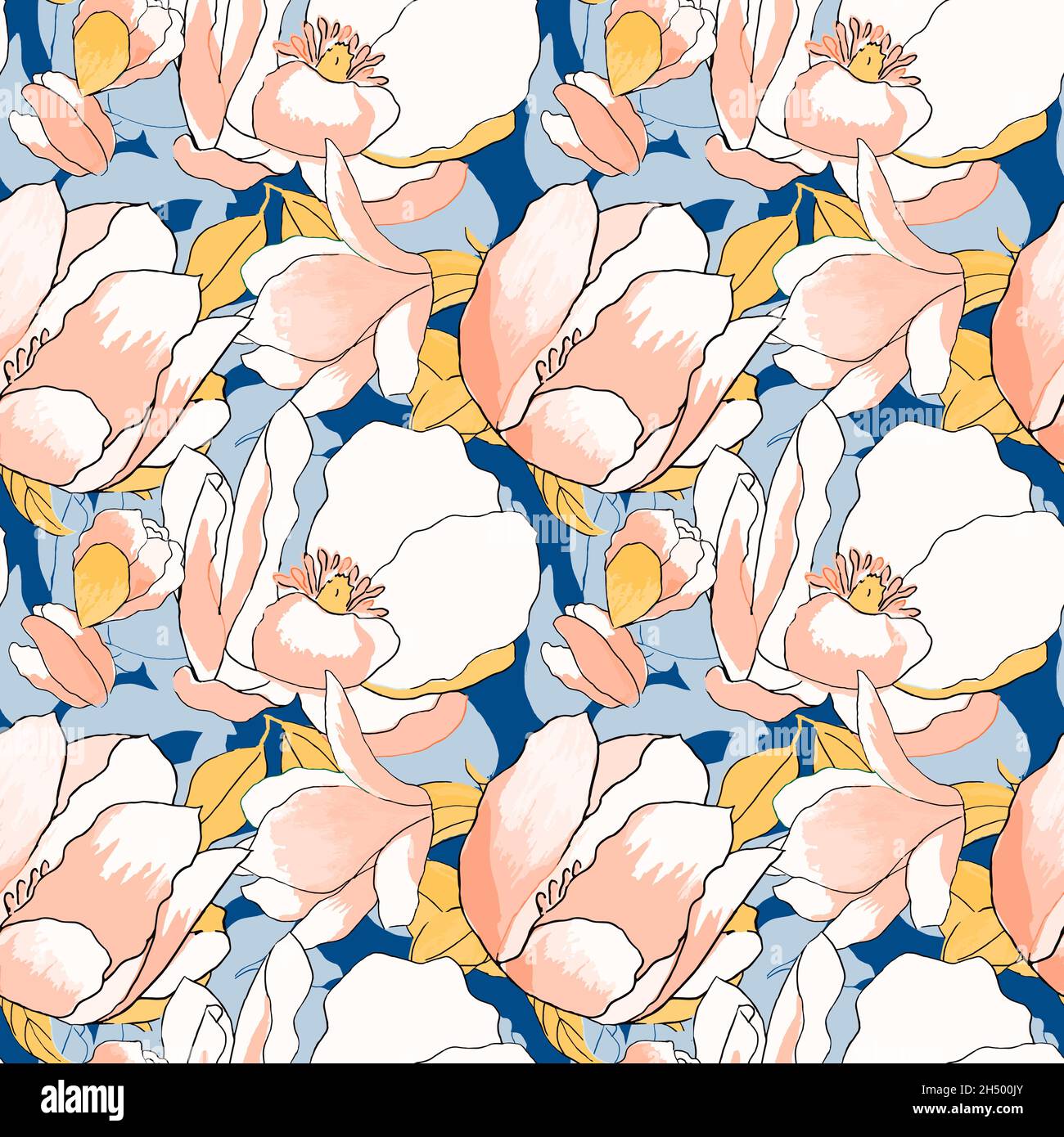 Joli motif sans couture avec magnolia exotique Illustration de Vecteur