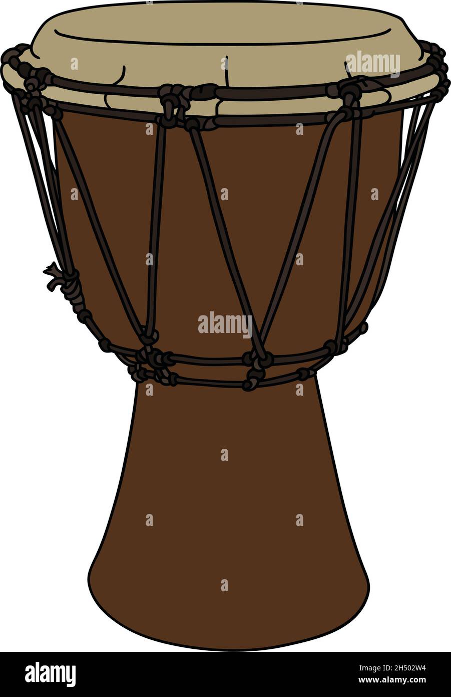 Dessin à la main d'un tambour classique en bois ethno Image Vectorielle  Stock - Alamy