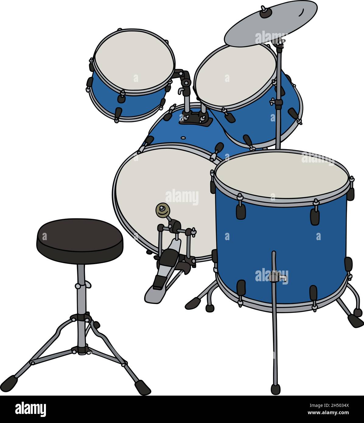 Dessin à la main d'un tambour bleu Illustration de Vecteur