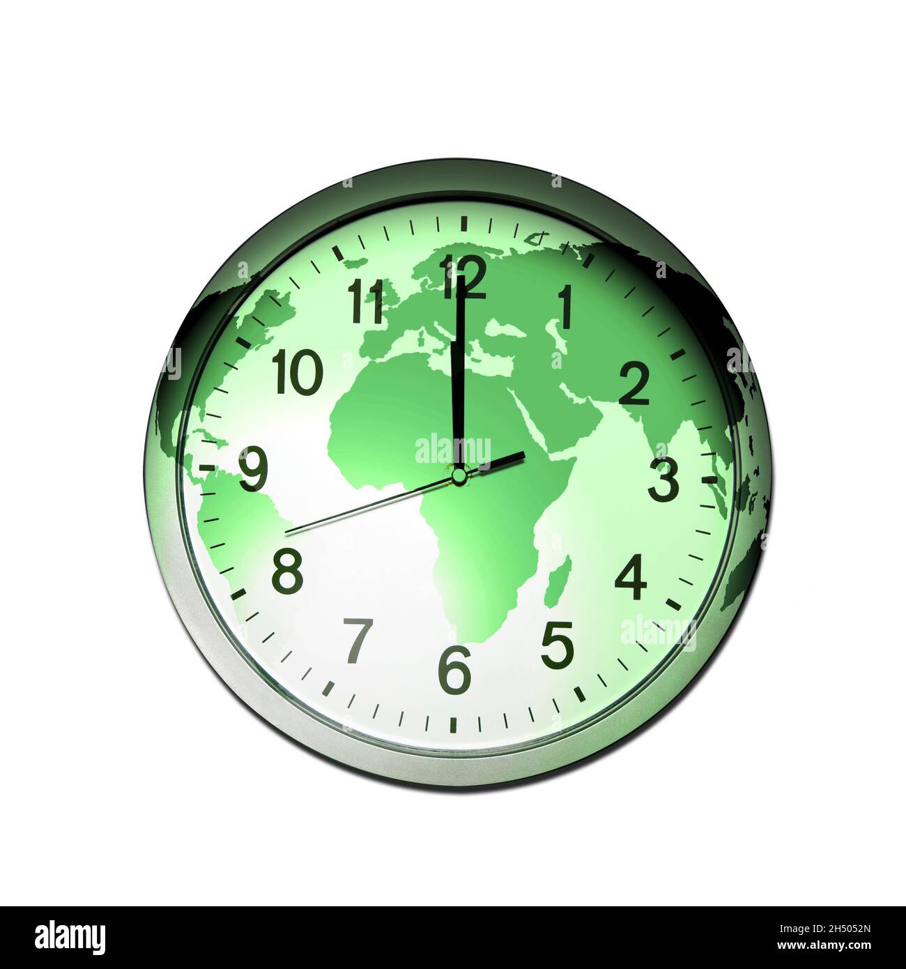 Carte et horloge du monde, jour de la Terre, temps de la Terre est TIC-tac, sauver le concept de la Terre Banque D'Images