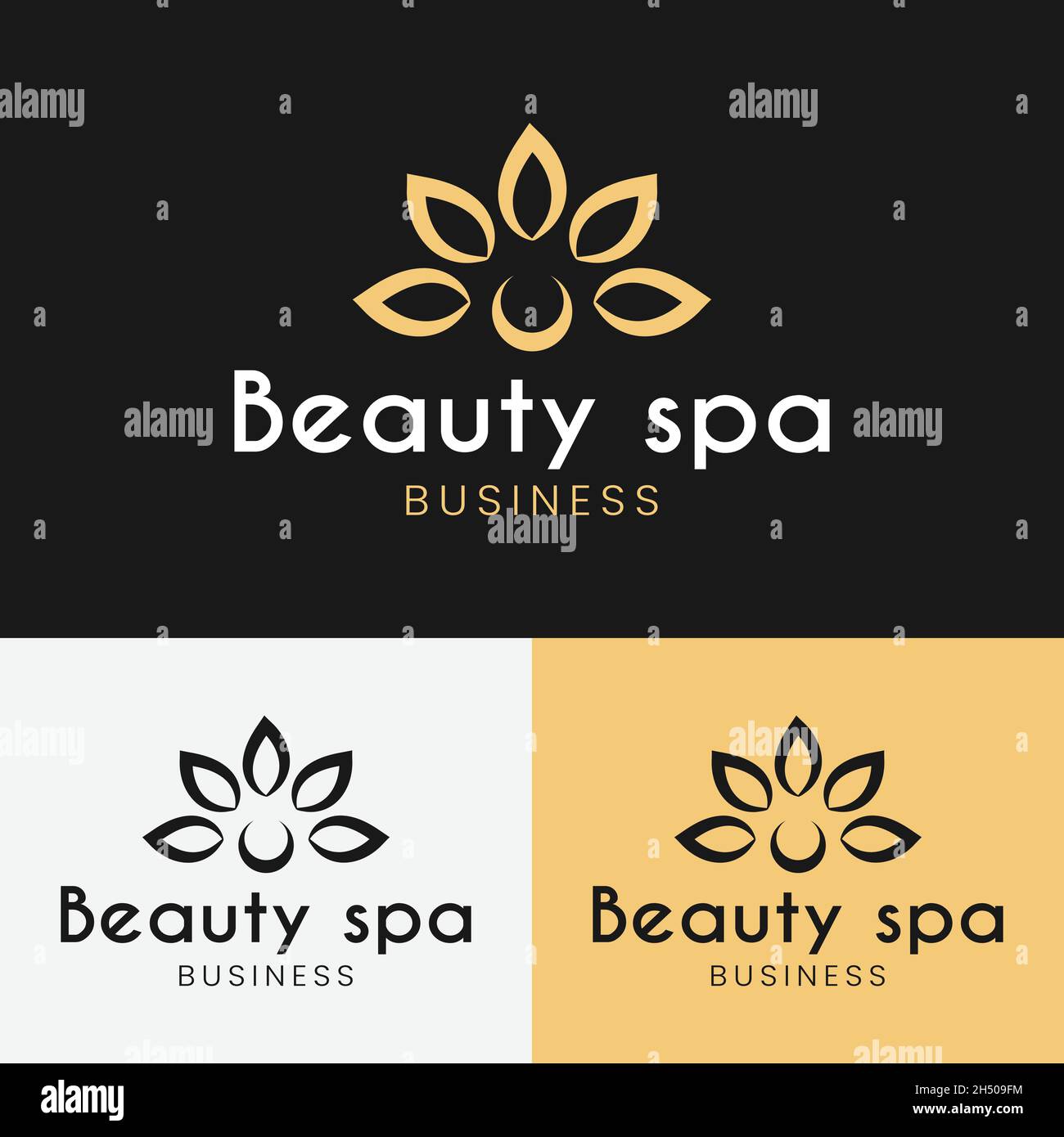 Modèle abstrait à motif pétales de fleurs pour le logo du spa beauté. Symbole fleuri Lotus minimaliste. Convient à la dermatologie cosmétique Beauté Medi Spa Therapy Illustration de Vecteur