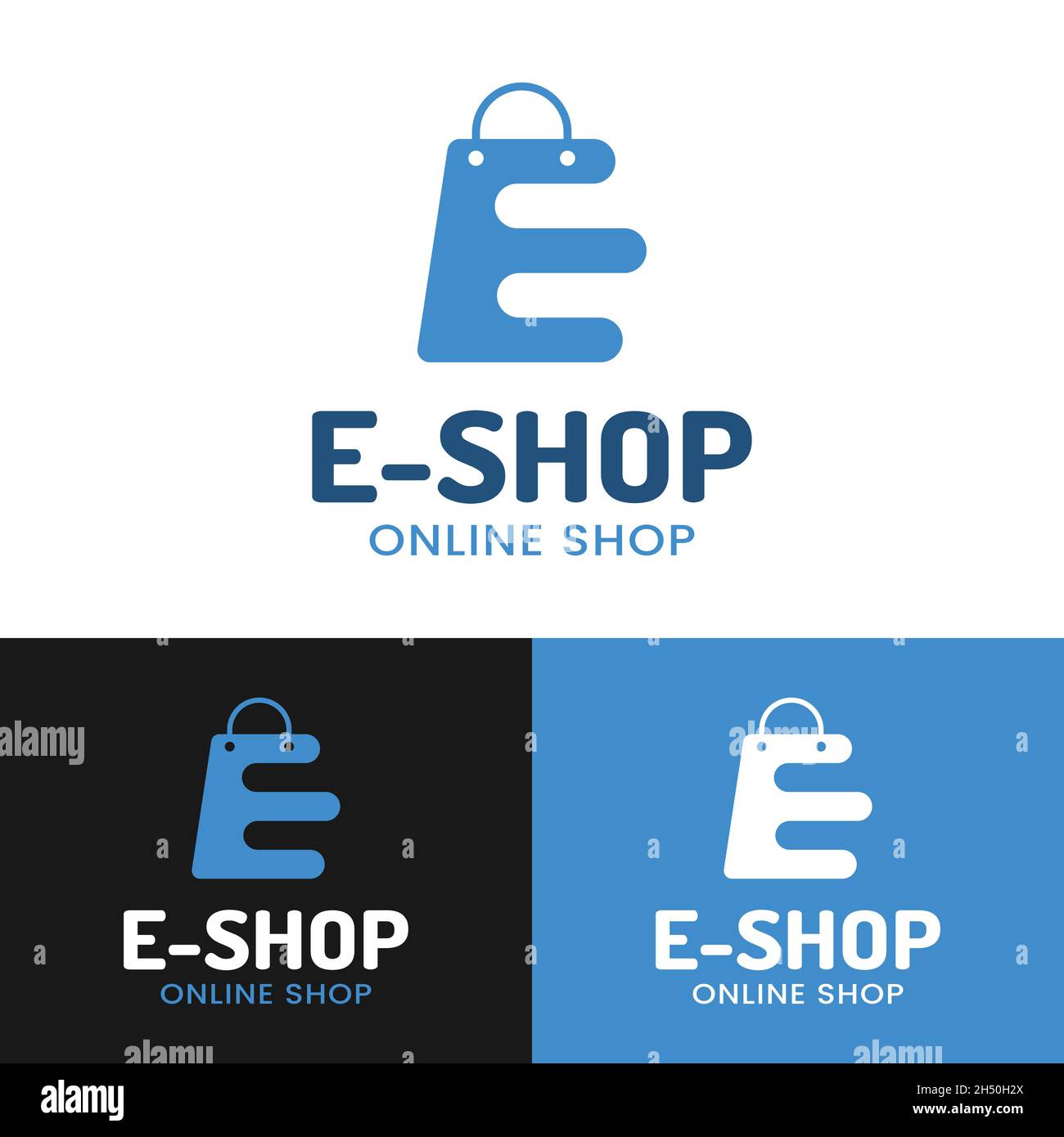 Lettre initiale E Shopping Bag pour la vente au détail numérique en ligne E Commerce Boutique marché supermarché entreprise marque application mobile simple Creative unique Flat. Illustration de Vecteur