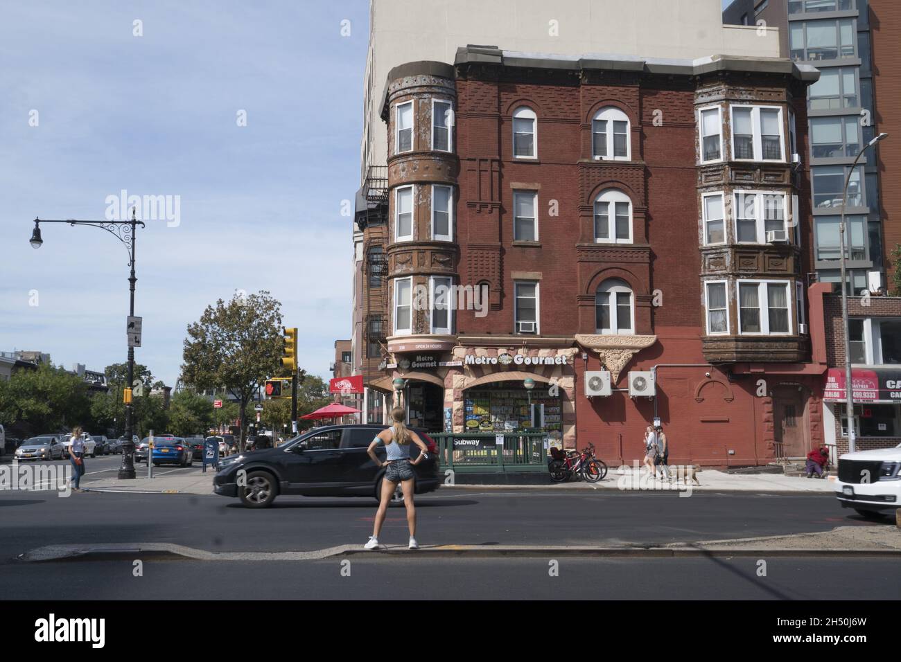 Angle de la 4e Avenue et de la 9e rue dans le quartier Park Slope de Brooklyn, New York. Banque D'Images