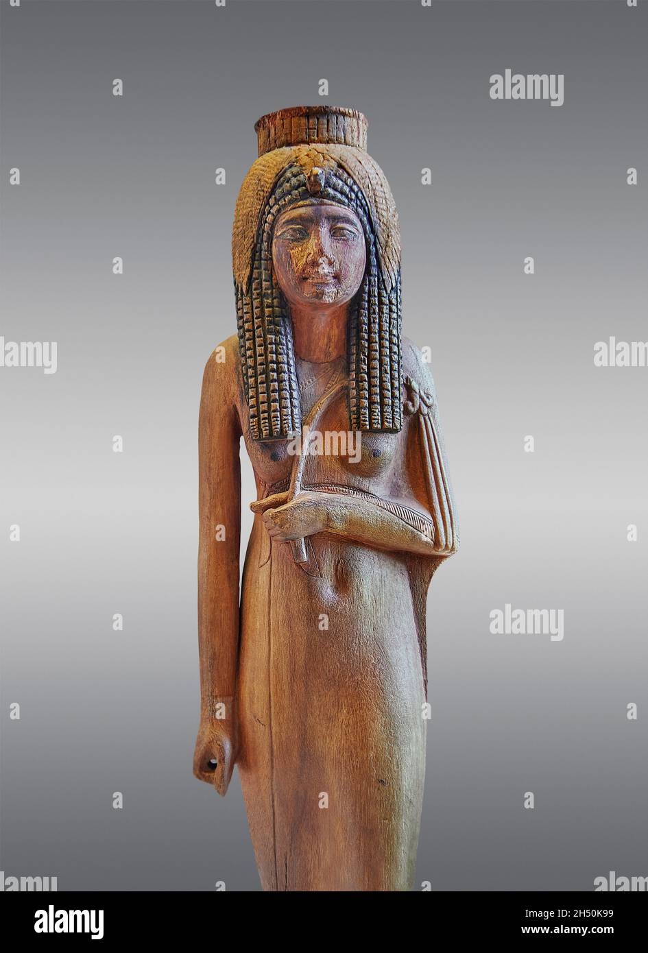 Bois égyptien la sculpture de la reine déifiée Ahmes Nefertari, 1279-1213 avant J.-C. 19e dynastie, a trouvé Deir el Medina, acacia.Musée du Louvre inv N 470.TH Banque D'Images
