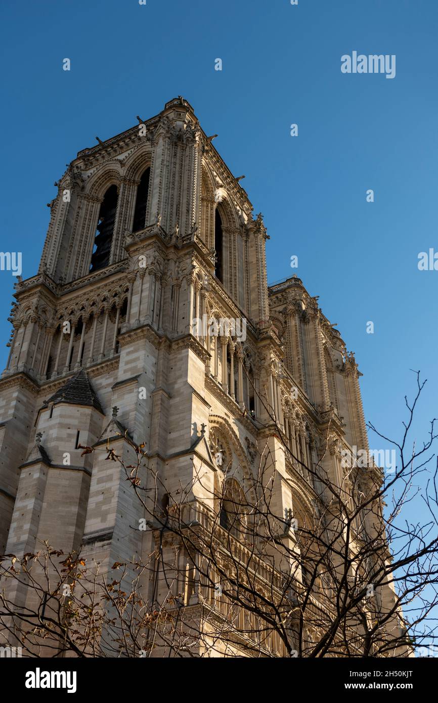 Clocher de la cathédrale notre-Dame de Paris, Paris, France Banque D'Images