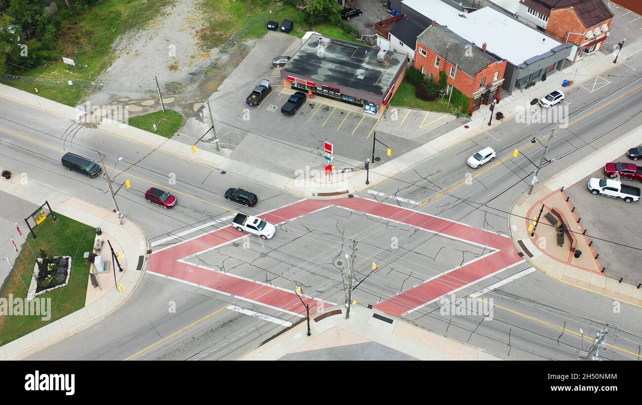 Une scène aérienne de la ville de Jarvis, Ontario, Canada Banque D'Images