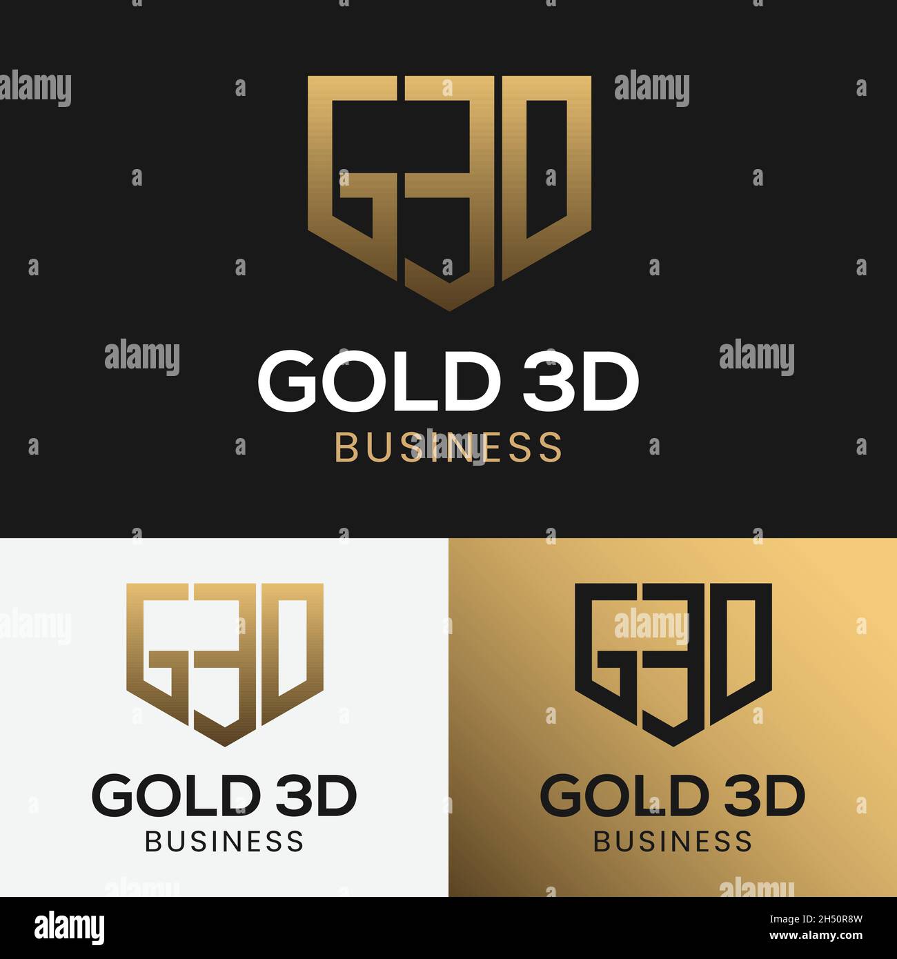 Modèle de conception du logo G3D Shield initial du monogramme de la lettre.Convient à General Fashion Construction Company Corporate Business Brand in simple Line. Illustration de Vecteur