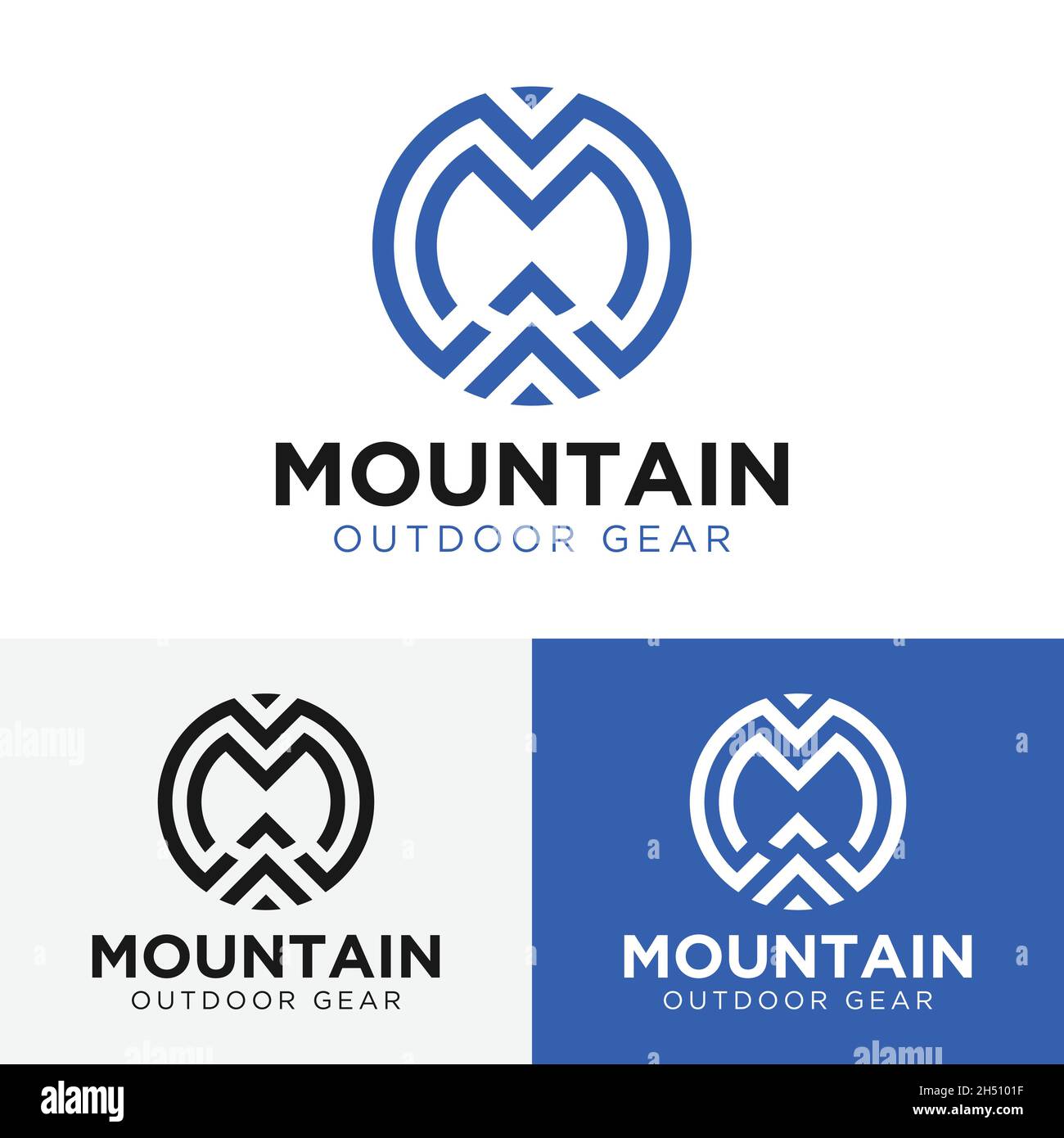 Lettre initial Monogram M ou MM pour modèle de logo Mountain.Idéal pour l'aventure randonnée en plein air Camping chasse Sport matériel vêtements d'affaires. Illustration de Vecteur