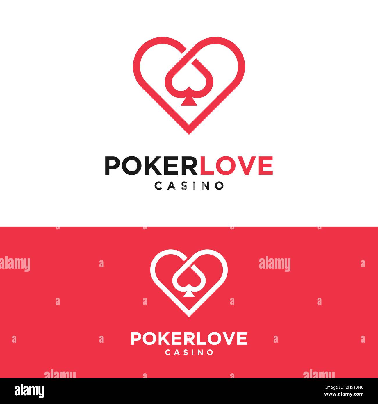 Modèle de conception de logo d'amour de poker Ace of Spades Heart.Convient pour le Casino Gambling Poker Club ou Love Dating Platform App logo Design. Illustration de Vecteur