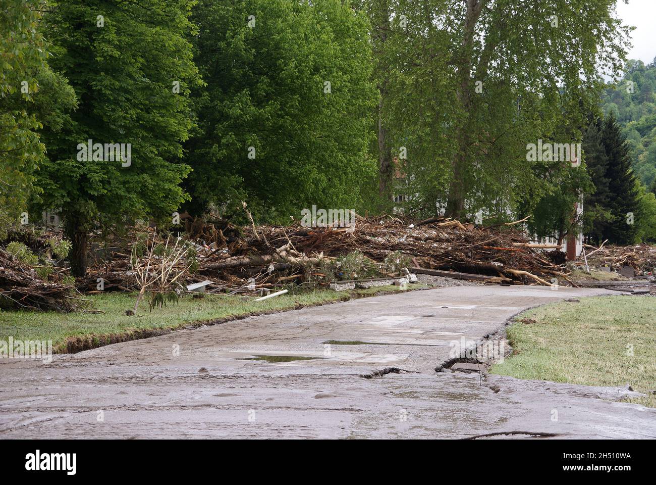 Grande inondation après de fortes pluies Banque D'Images