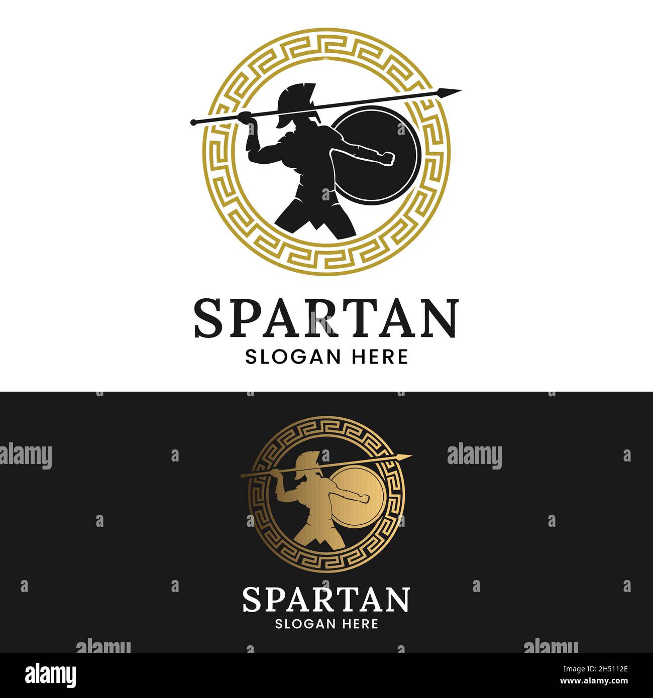 Spartan Hero Achilles Ares Greek mythologie logo modèle de conception.Convient à la conception du logo d'entreprise de General Business Brand Company. Illustration de Vecteur